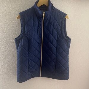 Serra Navy Quilted Vest with Gold Zipper